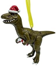 Karácsonyfa Dísz Dinoszaurusz Raptor Kezében Egy Cukorka Gyerekeknek