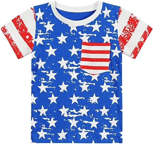 EULLA Kisgyermek Fiúk július 4 T-Shirt Gyerekek Amerikai Zászlós póló Hazafias Tees Függetlenség Napja