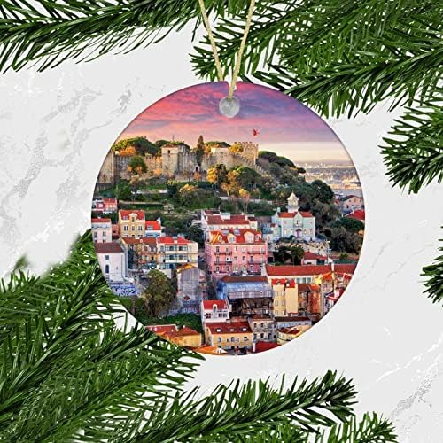 Karácsonyi Dísz, Lisszabon, Portugália összhangban São Jorge Kastély karácsonyfa Lóg Emlék, Kétoldalas