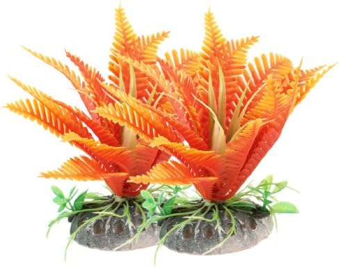 Uxcell 2-Darab Műanyag Akvárium Aquascaping Szimulált Növény Dísz, 4.7 Hüvelykes, Narancs/Piros
