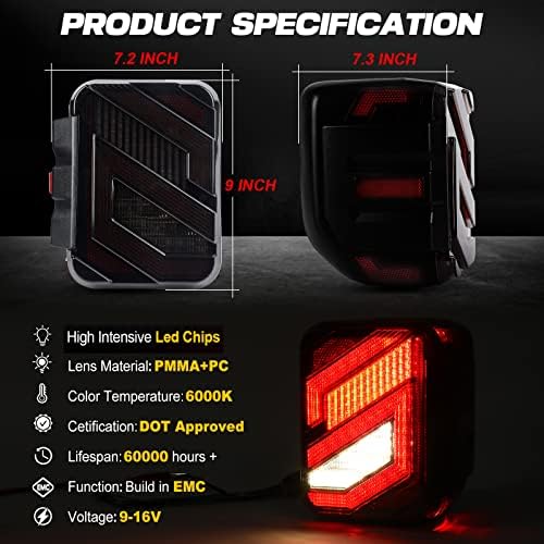 AMONLY LED-es hátsó Lámpák Kompatibilis Jeep Gladiátor JT 2019-2022, Fék Fordított Fény Hátsó Vissza Lámpa