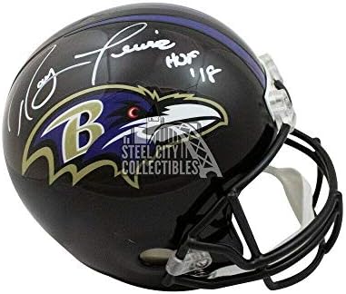 Ray Lewis HOF Dedikált Baltimore Ravens Replika Teljes Méretű Futball Sisak SZÖVETSÉG - Dedikált NFL Sisak