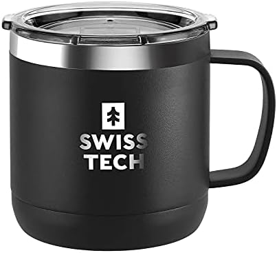 Svájci+Tech 14 oz Bögre(Fekete)+ 16oz Rozsdamentes Acél Csésze(Fekete-Piros)