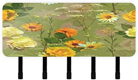 xigua Régi Akvarell Virág Kulcs tartó Fali Dekoratív - Kulcs Rack Fali Mounte kampós, valamint Mail Szervező