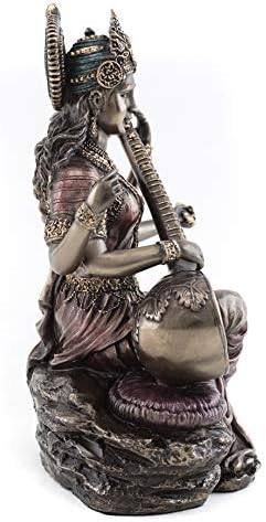 Top Gyűjtemény Saraswati Szobor - Hindu Istennő, a Zene, a Bölcsesség Szobor Prémium Hideg Öntött Bronz