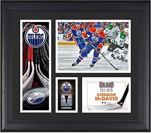 Connor McDavid Edmonton Oilers Keretes 15 x 17 Játékos Kollázs egy Darab Játék-Puck - NHL Játékos Plakkok,