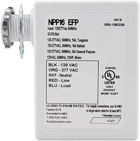 Érzékelő Kapcsoló NPP16-EFP nLIGHT-Érzékelő Relé Power Pack, Csatlakozó, 16A, 120/277V