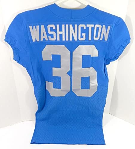 2017 Detroit Lions Dwayne Washington 36 Játék Kiadott Kék Mez Hálaadás TB - Aláíratlan NFL Játék Használt