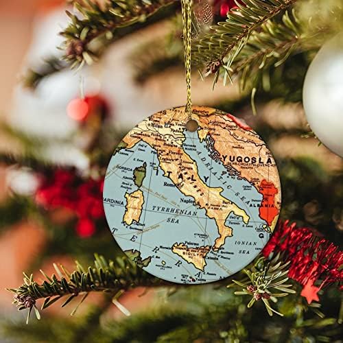 Térkép Olaszország Karácsonyi Kerámia Dísztárgyak, Utazni Szerető Karácsony Lógó Díszek, Régi Térkép Klasszikus