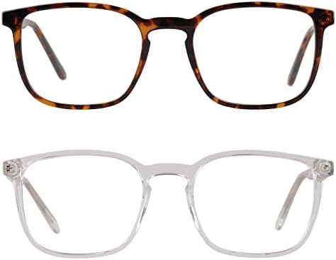 Ailebre 2 csomag Klasszikus Olvasó Szemüveg a Férfiak Téglalap szemüvegkeret Anti Kék Fény Bocking Számítógépes