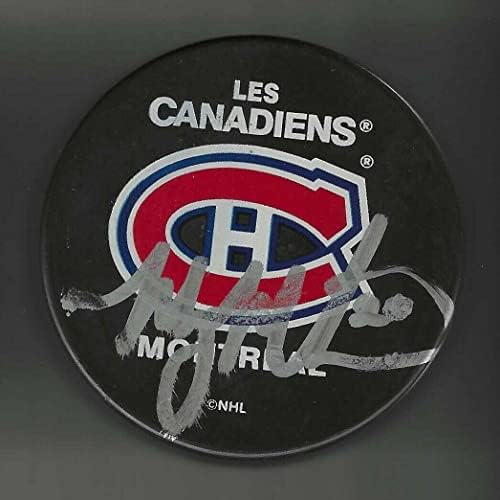 Manny Malhotra Aláírt Montreal Canadiens Szuvenír Puck - Dedikált NHL Korong