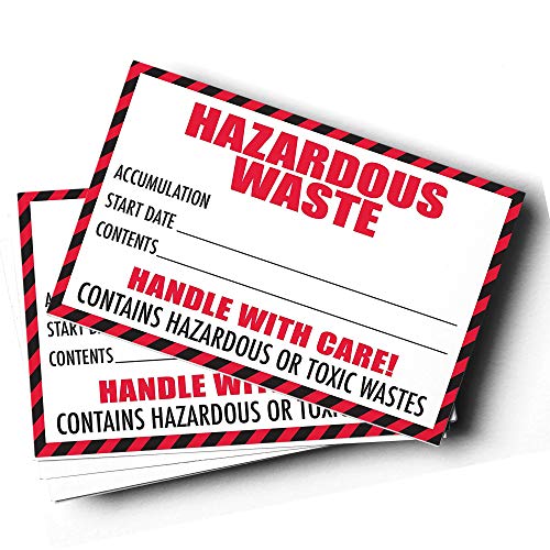Veszélyes Hulladék Címke, vigyázz vele, 4x6, 100-as Csomag, Piros, Fehér Címkén Tartalmaz Veszélyes Vagy