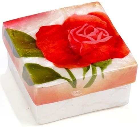 Kubla Kézműves - Capiz Shell Bizsu Box - Vörös Rózsa
