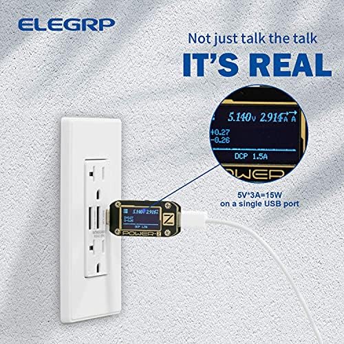 ELEGRP 30W 6.0 Erősítő 3-Port USB-Aljzatba, 20 Amp Aljzat USB Típus C Típus A Port, USB Töltő, iPhone,