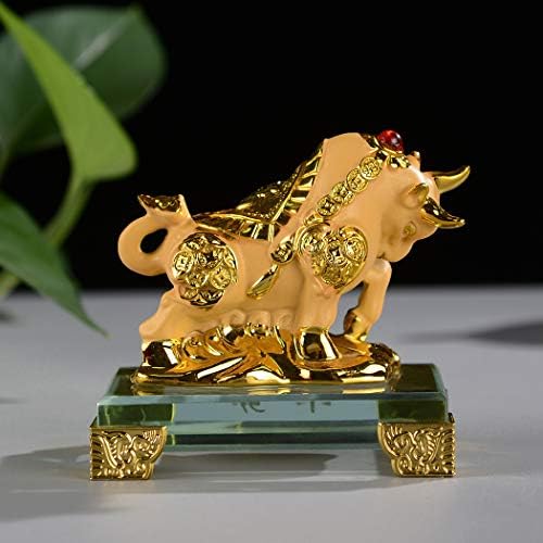 BRASSTAR Gyanta Arany Feng Shui Matt Bika-Szobor Üveg Bázis Kínai Zodiákus Otthoni Irodai Asztal Dekoráció