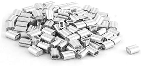 X-mosás ragályos Alumínium Ferrules Ujjú Szerelvények Bilincsek 9.5 x 5mm 100-as a 2mm Átmérőjű Acél drótkötelek(Férulas