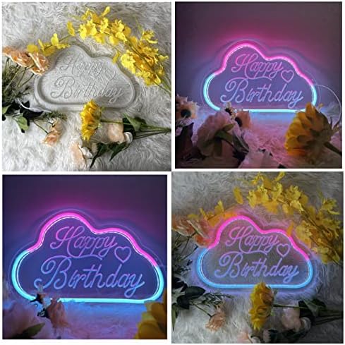Boldog Születésnapot neonreklám Fal Dekoráció 3D Gravírozás Folyamat Wth Szabályozható Kapcsoló Újrafelhasználható