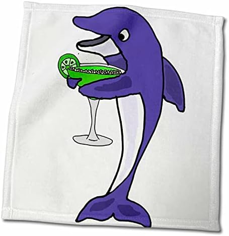 3dRose csupa Mosoly Művészeti Iszik - Vicces, Aranyos Delfin Inni Margarita - Törölköző (twl-260808-3)