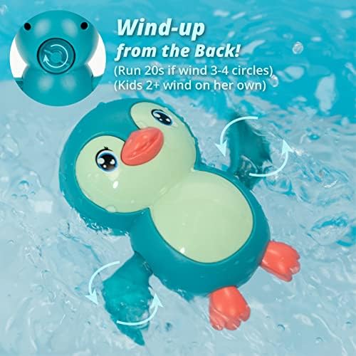 DUCKBOXX XX Fürdő Játékok Szél fel Hátúszás Úszás Pingvinek Gyerekeknek 18M+ (Zöld)