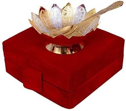 NEMES Arany, Ezüst, Aranyozott, Tál, Kanál Szett Esküvőre Vissza Házavató Diwali ajándéktárgyakat a barátok,