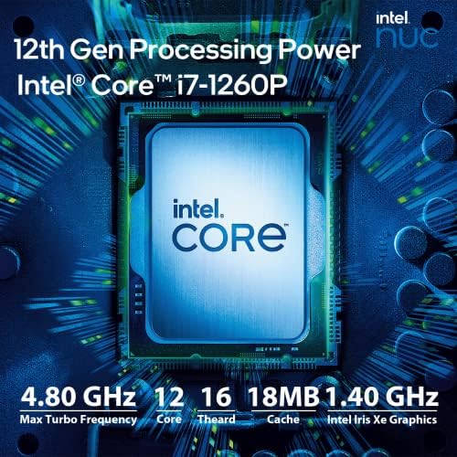 Az Intel NUC 12 NUC12WSHi7 Wall Street Canyon Mini Számítógép 12 Generációs Core i7-1260P, 12 Mag(4P+8E),