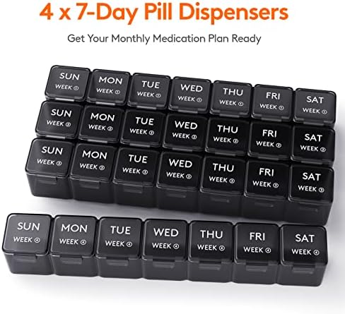 Lifewit Havi Tabletta Szervező, 28 Nap Gyógyszeres Doboz, 4 Hét, Egy Hónap Tabletta Esetekben, Nagy Terekkel