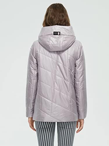 EDWOL Kabátok Női - Zip Kapucnis Puffer Téli Kabát (Szín : Poros Lila, Méret : X-Large)