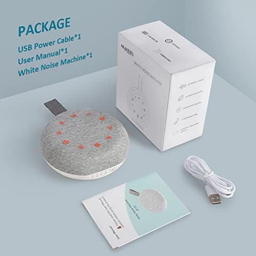 Heavtuen,Fehér Zaj Gép,Hordozható Hang Gép 40 Megnyugtató Hangok, USB Újratölthető,Aludni Hang Időzítő