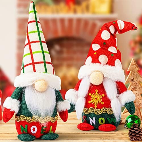 WEMEMORN Karácsonyi Gnome Dekoráció Készlet 2, Kézzel készített svéd tomte barátja Karácsonyi Diótörő