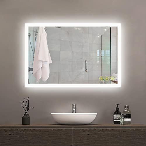 CITYMODA Fürdőszoba Tükör, LED-es Világítás 36x24 Hüvelyk 3 Színben Szabályozható Hiúság Tükör Anti-Köd