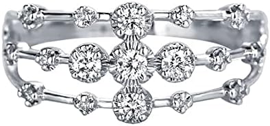 VEFSU Divat Női Gyémánt Áttört Gyűrű Cirkon Eljegyzési Gyűrűt Lábujj Gyűrű Készlet (Ezüst, 6)
