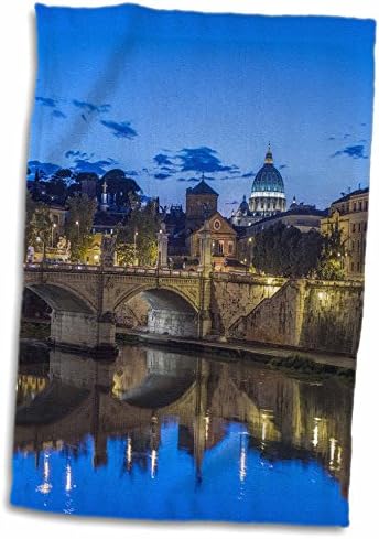3dRose Római Tiberis-Folyó partján, a Ponte Vittorio Emanuele - Törölköző (twl-227714-3)