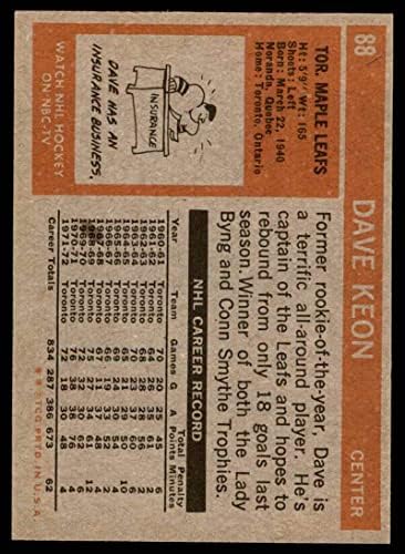 1972 Topps 88 Dave Keon Toronto Maple Leafs (Hoki-Kártya) NM Maple Leafs