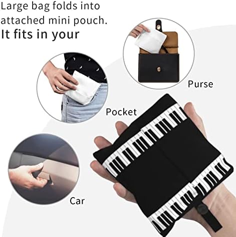 Konyha Újrafelhasználható Táskák Fekete-Fehér-Zongora-Kulcsok Bevásárló Táskák Mosható Összecsukható Carry