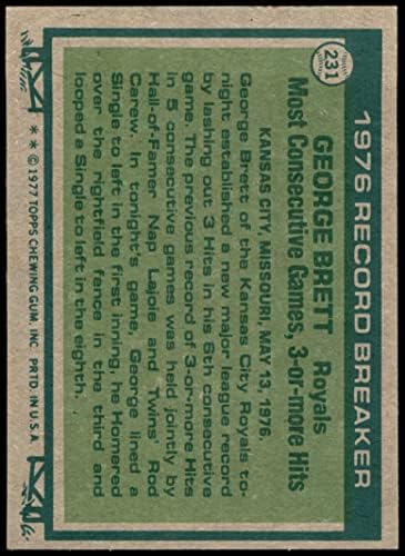 1977 Topps 231 Rekordot George Brett Kansas City Royals (Baseball Kártya) EX Uralkodók