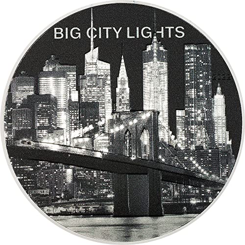 2022 DE Big City Lights PowerCoin New York-i 1 Óz Ezüst Érme 5$ Szakács-Szigetek 2022 Bizonyíték