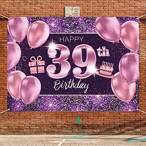 PAKBOOM Boldog 39 Szülinapi Banner Háttérben - 39 Születésnapi Party Dekorációk, Kellékek a Nők - Rózsaszín,