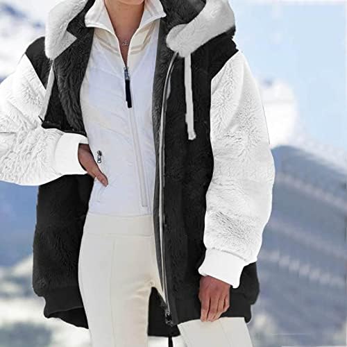 INNOVIERA Kabátok Női, Női Téli Kabát Kapucnis Cipzáras Alkalmi Pulóver Hosszú Ujjú Kabát Fuzzy Kardigán