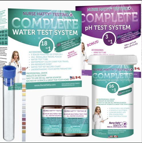 110ct - 18in1 Teljes Prémium Víz Teszt Kit w 3in1 pH Kit & 2 Baktériumok Tesztek | Nagy teljesítményű