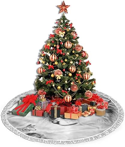 Fekete, Fehér, Farkas karácsonyfa Szoknya, karácsonyfa Szoknya Szőnyeg Tassel a Nyaralás, Esküvő Dekoráció