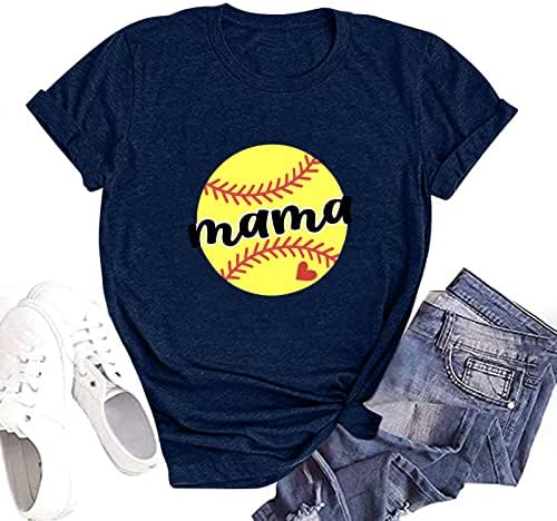 Nyári Pólók Női 2023,Vicces Baseball Anya Pólók Női Anya Puha Póló Levél Nyomtatás O-Nyakú, Rövid Ujjú