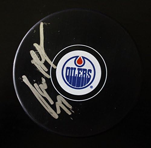 Oscar Klefbom Aláírt Edmonton Oilers Autogramot Korong w/COA 20172 Maszatos - Dedikált NHL Korong