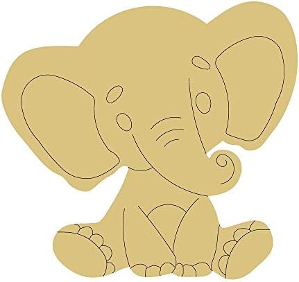 Elefánt Design Vonalak által Kivágott Befejezetlen Fa, Állat, Gyerek Szoba Ajtó Fogas MDF Alakú Vászon