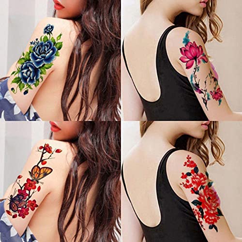 8 Lap 3D Virág Tetoválás Matricák Vízálló, Tartós Női Érzés, Mellkasi Kar Bazsarózsa Rose Has Fedezze