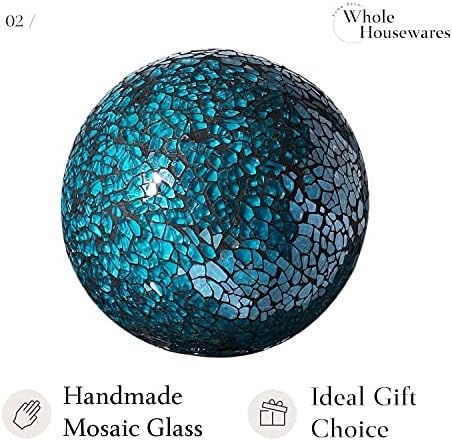 EGÉSZ HOUSEWARES Dekoratív Golyó | Készlet 5 | Üveg Mozaik Gömb | Átmérő 3, Dekoratív Égitestek 3 Üveg