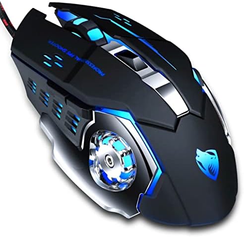 Atrasee RGB Gaming Mouse Vezetékes Programozható PC Számítógép Egér Laptop, 4 Állítható DPI akár 6400,