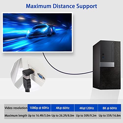 QIANRENON 8K 90 Fokos Szögben HDMI Férfi-Nő Adapter Csatlakozó HDMI 2.1, derékszögű, L-Alakú, Extender,Támogatás