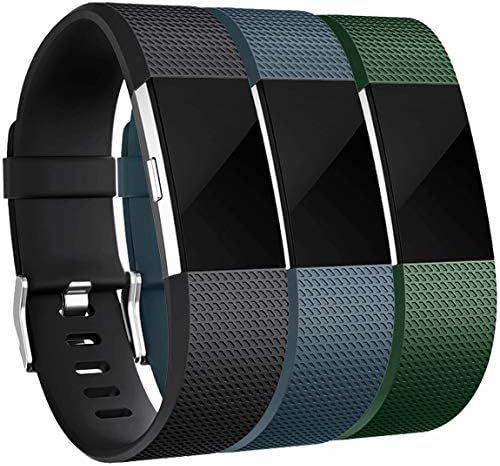 Maledan Zenekarok Csere Kompatibilis Fitbit Díj 2, 3-Pack, Nagy Fekete/Pala Kék/Zöld
