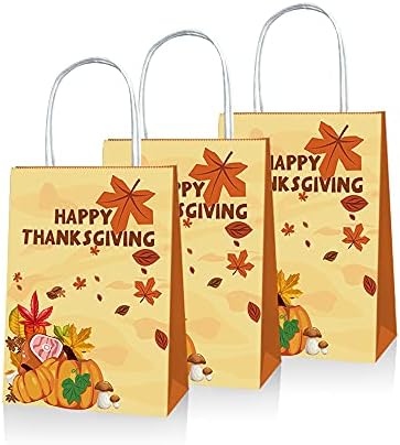 Hálaadás Szívességet Kezelni Táskák - 12 Csomag Őszi Őszi Levelek Minta Kraft Papír Táskák a Sárga, a