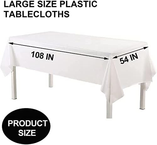 BEFANS 10 Csomag Fehér Műanyag Asztalterítő a Téglalap Asztal, 54 x108 Hüvelyk Műanyag abrosz a Felek
